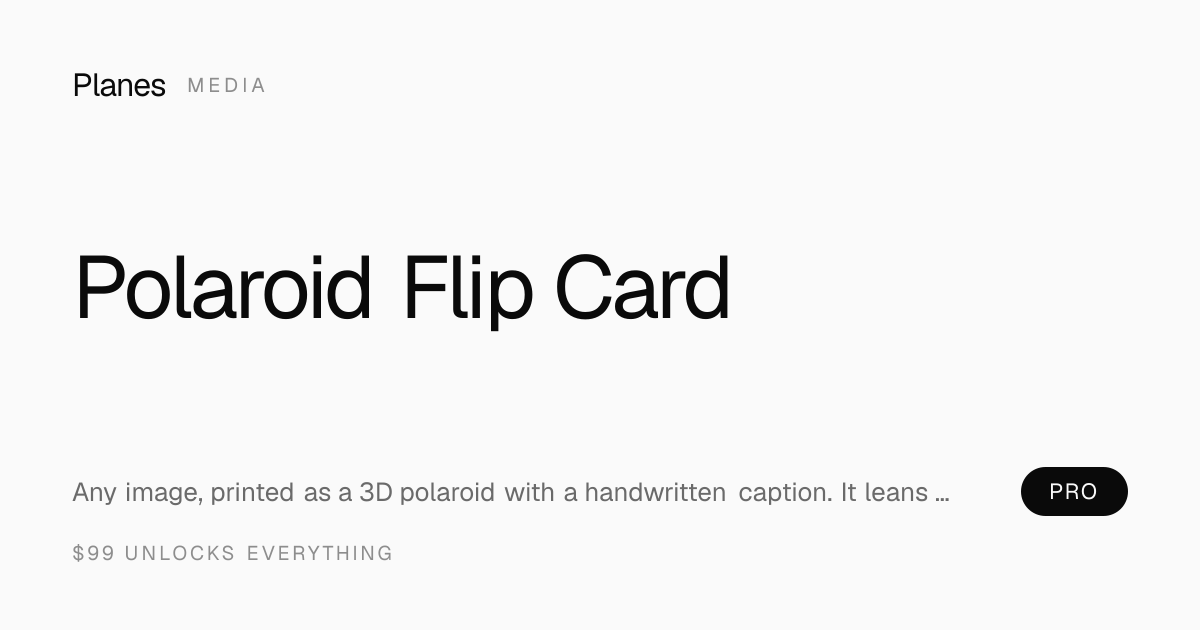 Polaroid Flip Card — Animated React Component — Planes