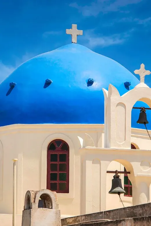 Blue domed church in Santorini