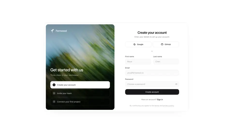 Auth Form preview